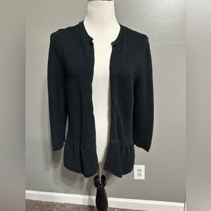 Elle women’s size medium black‎ knit peplum cardigan sweater open front